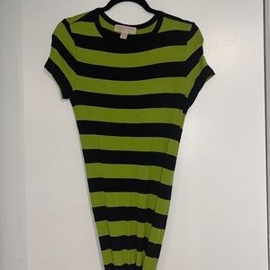 Michael Kors green and black stripped maxi dress size XS.